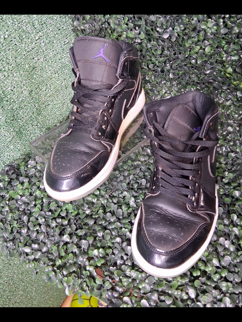 Jordan Black High-Top Sneakers with Purple Jumpman